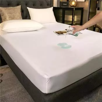 Высококачественная простыня из искусственного шелка, простой цвет, водонепроницаемая простыня, эластичная лента для фиксации наматрасника. pillowcase x2