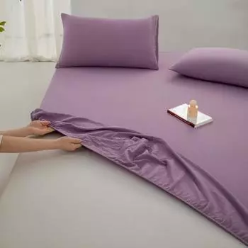 Высококачественная простыня на резинке из 100% хлопка, мягкая, дышащая, наматрасник с резинками, простыня для односпальной/двуспальной/размера «king-size»/«queen-size» 90x200x30cm фиолетовый