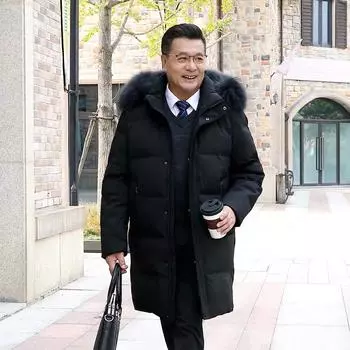 Высококачественная пуховая куртка для среднего и пожилого возраста, мужская зимняя утолщенная длинная белая гусиная пуховая теплая и холодостойкая куртка L