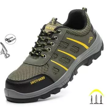 Высококачественная рабочая защитная обувь, противоударная, противопрокольная рабочая обувь, кроссовки, неразрушимая обувь, обувь для сварщиков, не допускающая ожогов 46 зелёный