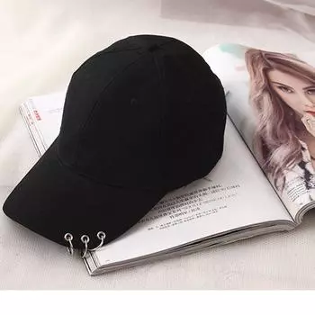 Высококачественная регулируемая танцевальная кепка, кепка с козырьком, бейсболка с застежкой-молнией, кепка от солнца, бейсболка с кольцами чёрный