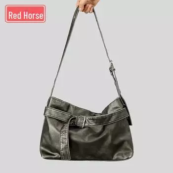 Высококачественная ретро-кожаная сумка через плечо для мотоциклистов - вместительная, многосекционная сумка для женщин чёрный