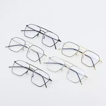 Высококачественная ретро металлическая двухлучевая оправа очков для близорукости для женщин может быть оснащена градусными анти-синими простыми плоскими очками