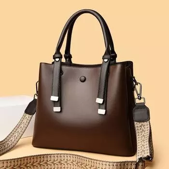 Высококачественная ретро минималистичная большая вместительная текстурированная сумка 2024, весна/лето, новая универсальная повседневная сумка через плечо для женщин