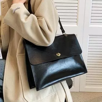 Высококачественная ретро сумка через плечо большой емкости осень-зима новые женские текстурные сумки через плечо из искусственной кожи повседневный мужской портфель 27X21X9cm