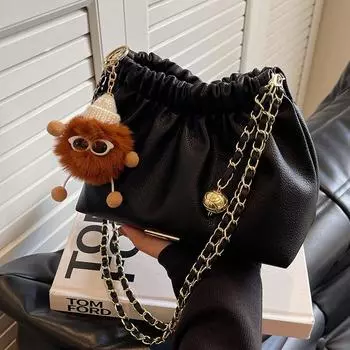 Высококачественная ретро-сумка-ведро, модная сумка-цепочка для женщин, осенне-зимняя сумка через плечо для поездок на работу