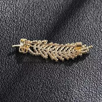 Высококачественная роскошная брошь в виде пера со стразами, индивидуальность, универсальность, булавка для воротника шерстяного пальто, ювелирное украшение для корсажа