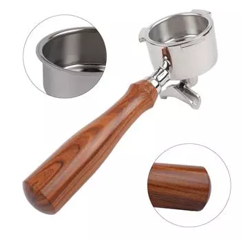 Высококачественная ручка для кофеварки с двумя насадками, не подверженная давлению, из нержавеющей стали с двойной корзиной CHINA