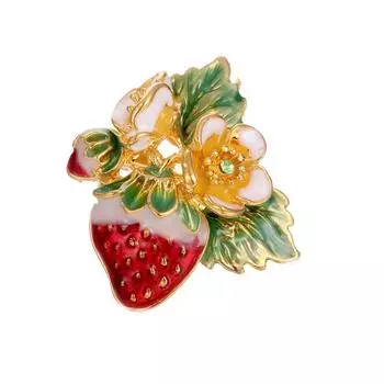 Высококачественная ручная работа, капающая маслом, брошь в виде венка из птиц, лист гинкго, пальто, аксессуары, брошь «Клубника, дикий темперамент»