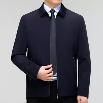 Высококачественная шелковая куртка из шелка тутового дерева, мужская тонкая куртка с лацканами для среднего возраста, деловая, повседневная, для лидеров, одежда для пап 170