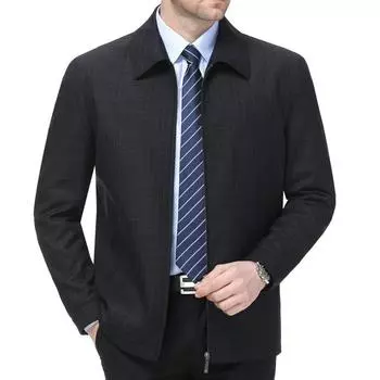 Высококачественная шерстяная куртка для мужчин, одежда с лацканами для среднего возраста на весну и осень, шерстяная тонкая куртка для отцов среднего и пожилого возраста для руководителей и кадровых сотрудников. 170