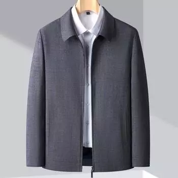 Высококачественная шерстяная куртка для мужчин среднего возраста на весну и осень, тонкая свободная куртка для пап среднего и пожилого возраста, шерстяной топ с лацканами 170