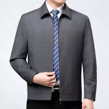 Высококачественная шерстяная куртка для мужчин среднего возраста с лацканами на весну и осень для отцов среднего и пожилого возраста шерстяная тонкая куртка в клетку для руководителей 170