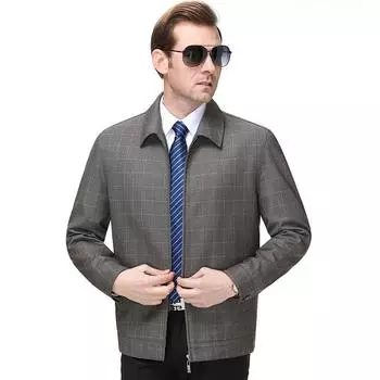 Высококачественная шерстяная куртка мужская весна и осень, новая деловая повседневная мужская куртка среднего возраста с лацканами, топ в клетку для папы 170