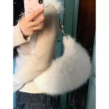 Высококачественная шерстяная сумка для женщин, новая модная и универсальная сумка, плюшевая сумка подмышкой, сумка на одно плечо