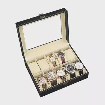 Высококачественная шкатулка для хранения часов из искусственной кожи на 10 ячеек для ювелирных изделий и бизнеса