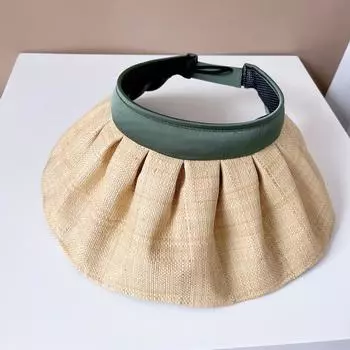 Высококачественная шляпа из лафита, женская летняя солнцезащитная пустая шляпа с имитацией солнца, соломенная шляпа с УФ-подкладкой, уличный праздничный солнцезащитный козырек M 56-58cm зелёный