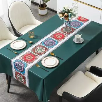 Высококачественная скатерть из ПВХ с принтом, маслостойкая, без запаха, против ожогов, высокая термостойкость, противоожоговая скатерть 140x140cm 1pcs