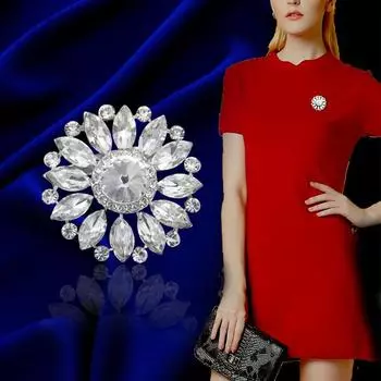 Высококачественная снежинка, серебряный цветок со стразами, белая брошь, пряжка для шарфа, корсаж, брошь-цветок со стразами