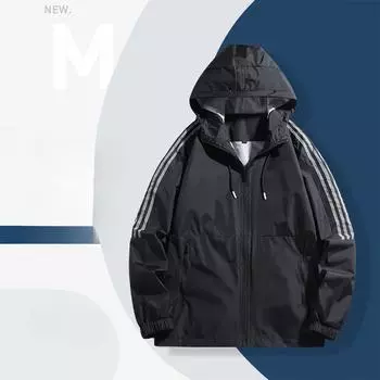Высококачественная спортивная куртка с капюшоном, мужская тонкая ветровка, удобная повседневная верхняя одежда для отдыха на открытом воздухе, мужские модели, универсальные M чёрный