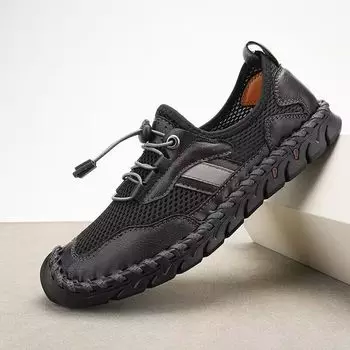 Высококачественная спортивная обувь мужская дышащая сетчатая ленивая повседневная обувь полая одна педаль 39 чёрный