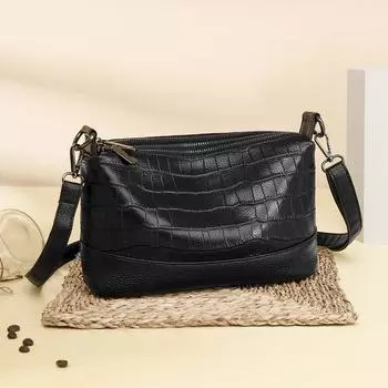 Высококачественная стандартная сумка через плечо из натуральной крокодиловой кожи для женщин, дизайнерские трехслойные женские сумки