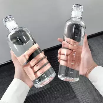 Высококачественная стеклянная бутылка для воды 500/700 мл с маркером времени Креативная герметичная бутылка для напитков большой емкости Большая емкость Спортивные бутылки для воды с сумкой 500ml(material glass+bag)
