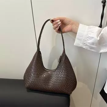 Высококачественная сумка-багет подмышкой для женщин 2025 года, новая модная и элегантная сумка-пельмень, повседневная универсальная портативная сумка через плечо белый