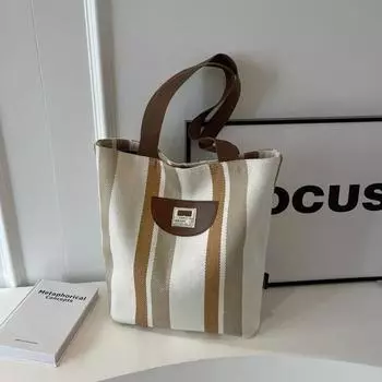 Высококачественная сумка через плечо большой емкости в полоску в стиле ретро, повседневная, элегантная и модная