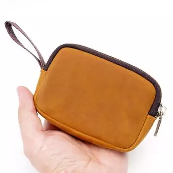 Высококачественная сумка для монет ручной работы в стиле ретро Crazy Horse, натуральная кожа, сумка для монет, Bluetooth-наушники, ключи, карманные держатели для денег, сумки на молнии для хранения чёрный