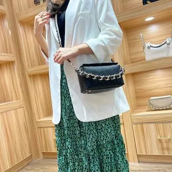 Высококачественная сумка-мессенджер Chains для женщин, новая мягкая кожаная текстурированная сумка-коробка, темперамент, универсальные сумки для поездок на работу