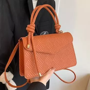 Высококачественная сумка-мессенджер, модная женская сумка через плечо, плетеная вручную коричневый