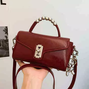 Высококачественная сумка с бисером для женщин, новая модная простая маленькая квадратная сумка через плечо из Европы и Америки, сумка на одно плечо из искусственной кожи