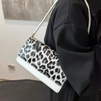Высококачественная сумка с леопардовым принтом, женская модная сумка-мессенджер, женская универсальная сумка на одно плечо через подмышку серебряный
