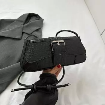 Высококачественная сумка с рисунком аллигатора, новая сумка 2024 года, женская сумка, сумка через плечо, маленькая квадратная сумка на одно плечо под мышкой чёрный