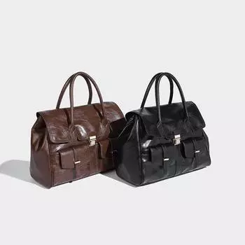 Высококачественная сумка-тоут большой вместимости, повседневная универсальная, портативная, для документов, нишевый дизайн, сумка для поездок на работу и обратно темно-коричневого