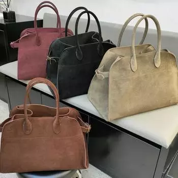 Высококачественная сумка-тоут из натуральной кожи Maillard, замшевая сумка-тоут для женщин, универсальная и вместительная, из коровьей кожи, для поездок на работу, через плечо 25x15x19cm серый