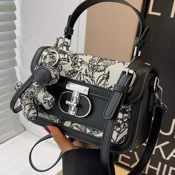 Высококачественная сумка в стиле вестерн, маленькая квадратная сумка, модная сумка через плечо с одним плечом One size чёрный