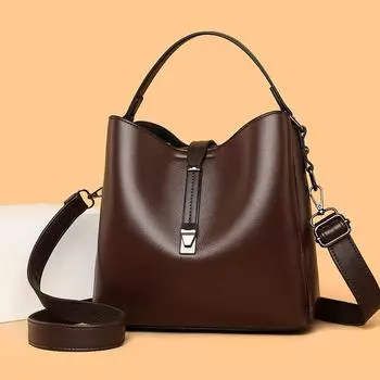 Высококачественная сумка-ведро из мягкой кожи для женщин, новинка 2024 года, простая и универсальная многослойная сумка через плечо большой вместимости на одно плечо