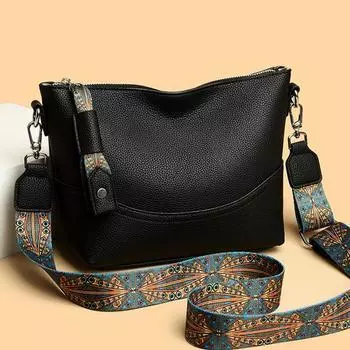 Высококачественная сумка-ведро из мягкой кожи для женщин, новинка 2024 года, простая и универсальная дорожная сумка через плечо большой вместимости на одно плечо