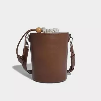 Высококачественная сумка-ведро с завязками на шнурке, модная трендовая сумка-ведро в стиле ретро, сумка через плечо на одно плечо темно-коричневого