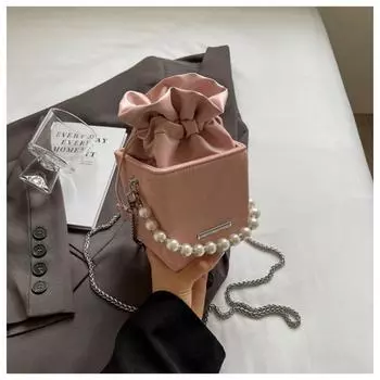 Высококачественная сумка-ведро Sense на шнурке для женщин, корейская мода, универсальная жемчужная цепочка, мини-сумки, женская повседневная сумка из мягкой кожи