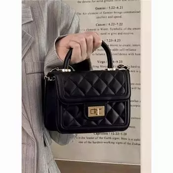 Высококачественная сумка Xiaoxiangfeng 2024 года, новая модная универсальная сумка с цепочкой из бриллиантов, иностранная текстура, ретро-сумка-мессенджер чёрный