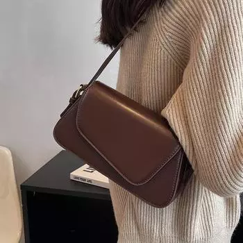 Высококачественная текстурированная женская сумка через плечо весна-осень, популярные однотонные кожаные сумки на одно плечо подмышкой (20cm<Max Length<30cm)