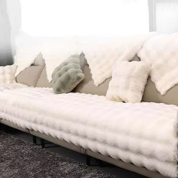 Высококачественная толстая плюшевая простая диванная подушка, зимнее плюшевое мягкое полотенце, нескользящее кожаное покрывало для дивана, одеяло, защитный коврик для дома 70x70cm 1pcs оранжевый