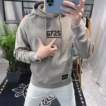 Высококачественная толстовка с капюшоном для мужчин весна, осень и зима 2024 года, новая утолщенная бархатная свободная куртка с длинными рукавами для мужчин S