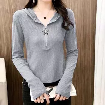 Высококачественная тонкая футболка с капюшоном и длинными рукавами, нерегулярный дизайн на молнии, солнцезащитный крем в стиле Ins S фиолетовый