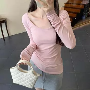 Высококачественная тонкая узкая футболка с длинными рукавами для женщин, весна-лето, новая солнцезащитная футболка с кондиционером, верхняя часть для женщин S