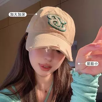 Высококачественная универсальная бейсбольная кепка цвета хаки с надписью для женщин с большим лицом и большой окружностью головы, с козырьком, показывающим лицо, с маленькими широкими полями Adjustable хаки