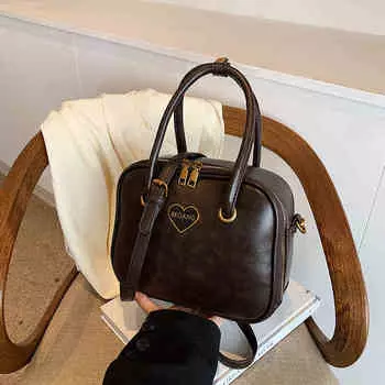 Высококачественная винтажная маленькая сумка из вощеной кожи для женщин, новая осенне-зимняя сумка через плечо, маленькая квадратная сумка